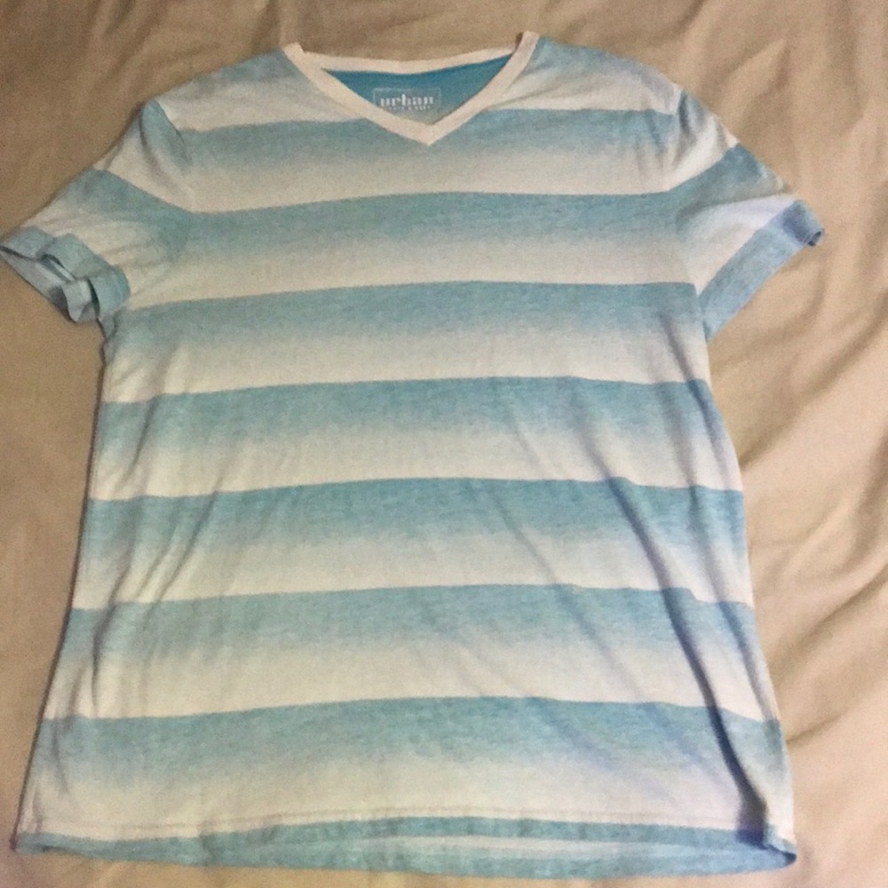 White and Blue Striped T Shirt - Urban Pipeline